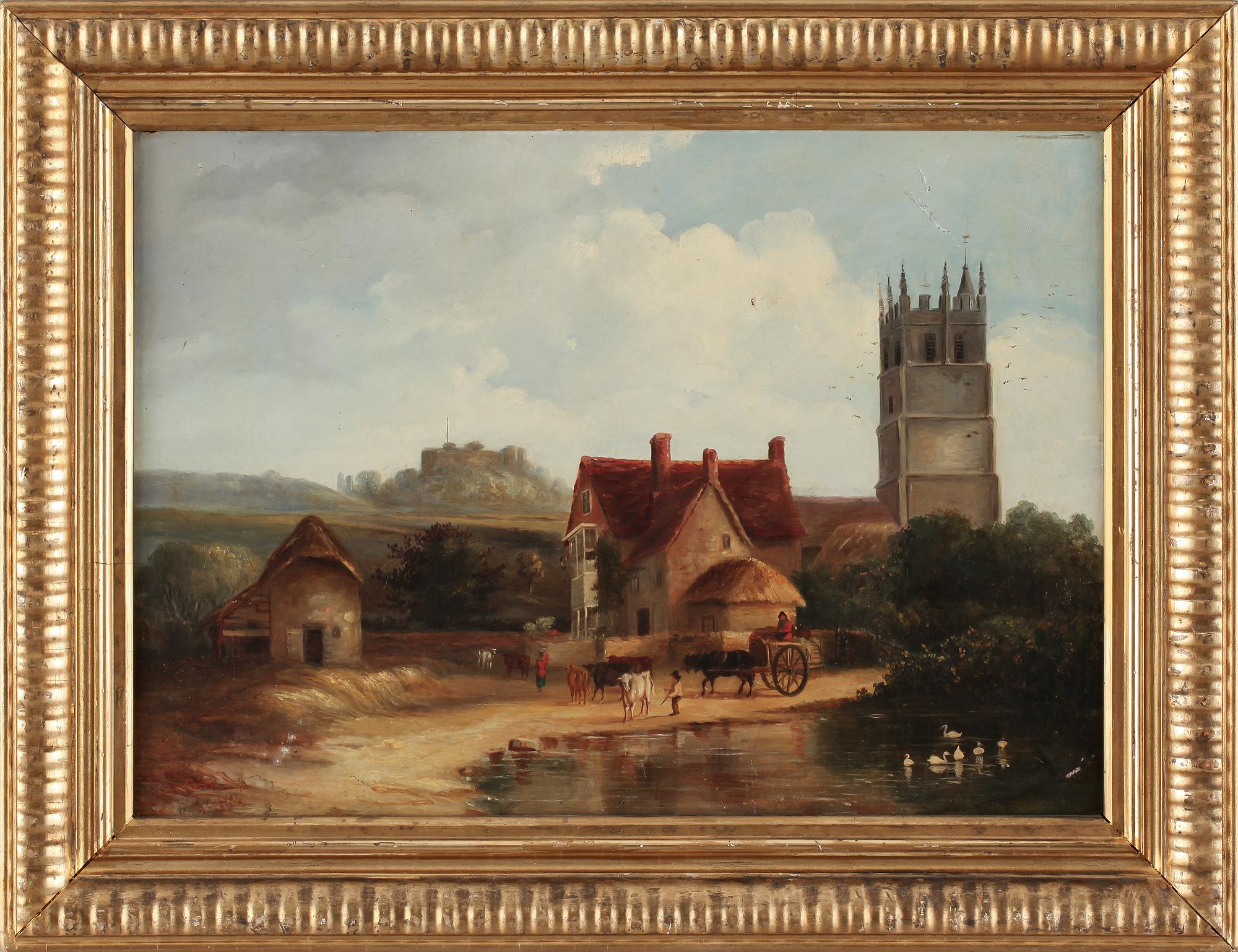 OKÄND KONSTNÄR, olja på pannå, signerad I? Calvert, 1828.