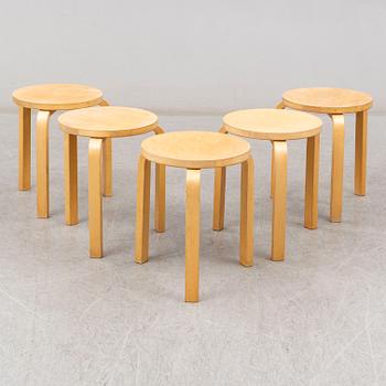 ALVAR AALTO, a set of five 'E60' stools.