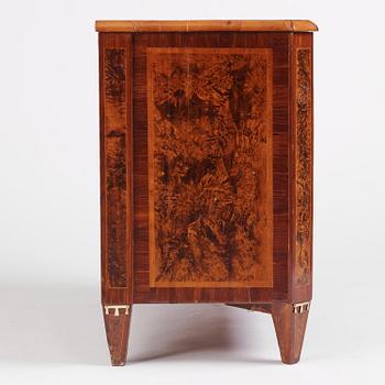 A late Gustavian burr alder-veneered commode, late 18th century.