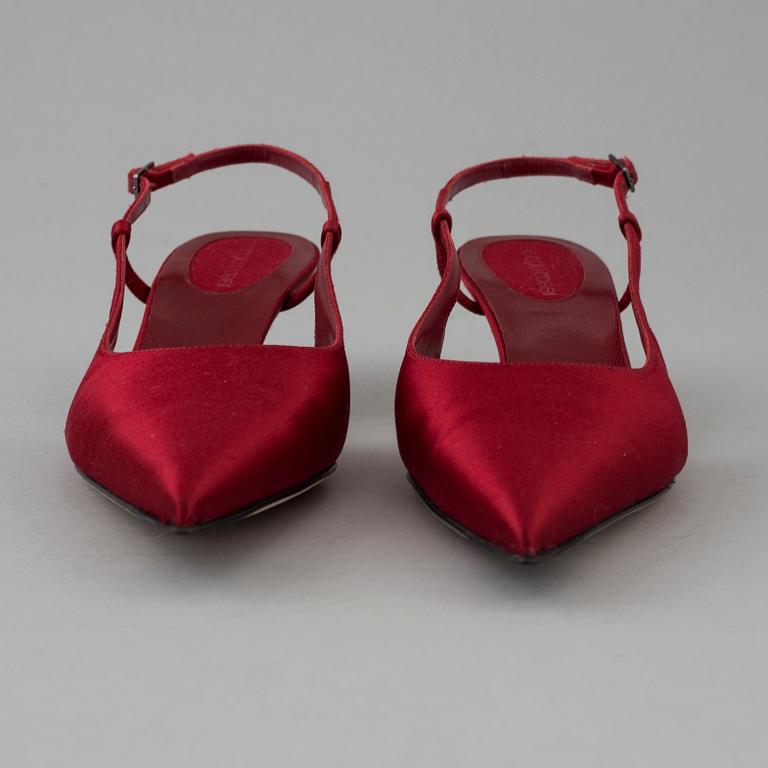 Red silk slingbacks by Sergio Rossi.