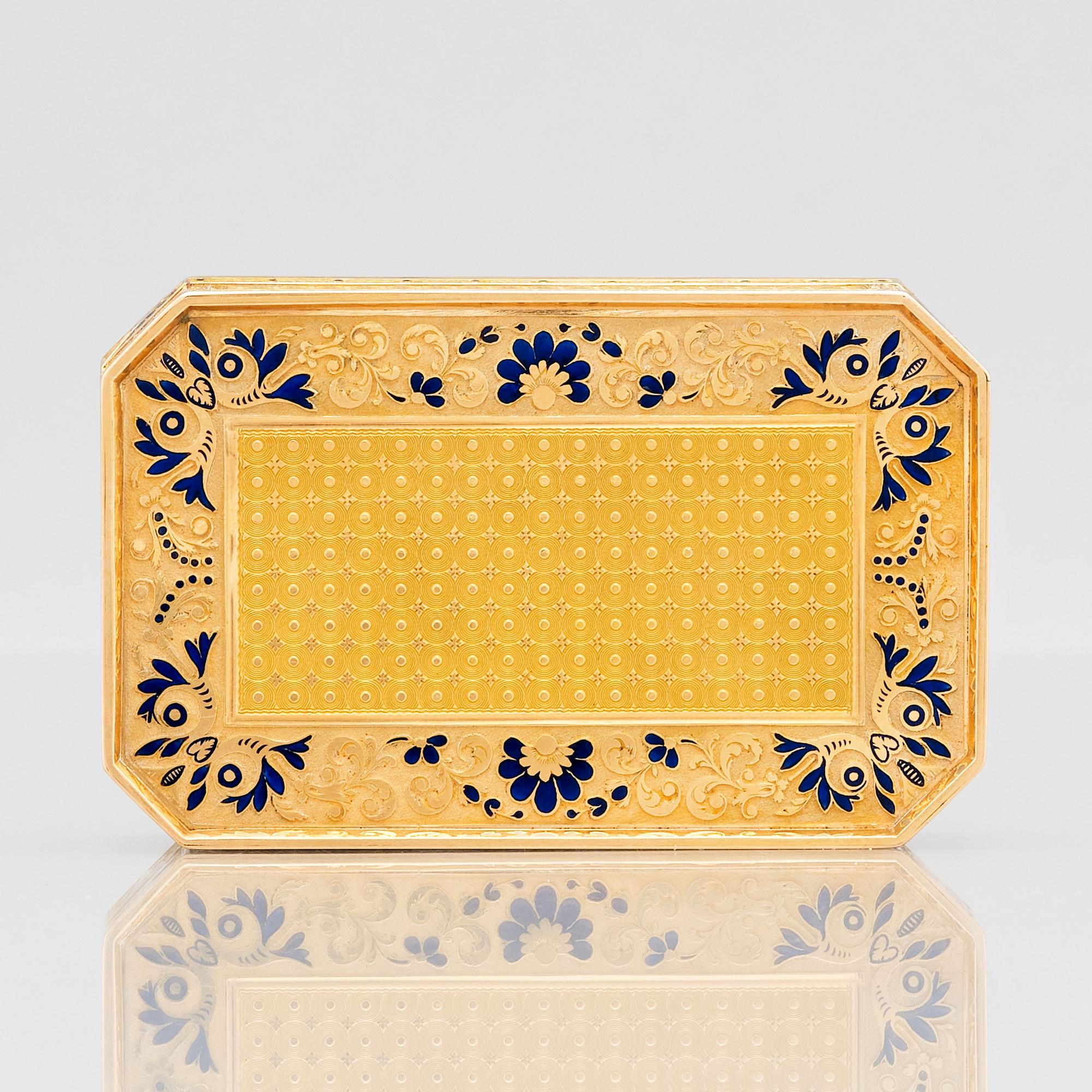 Dosa, guld och emalj, möjligen Schweiz, 1800-talets början, empire.