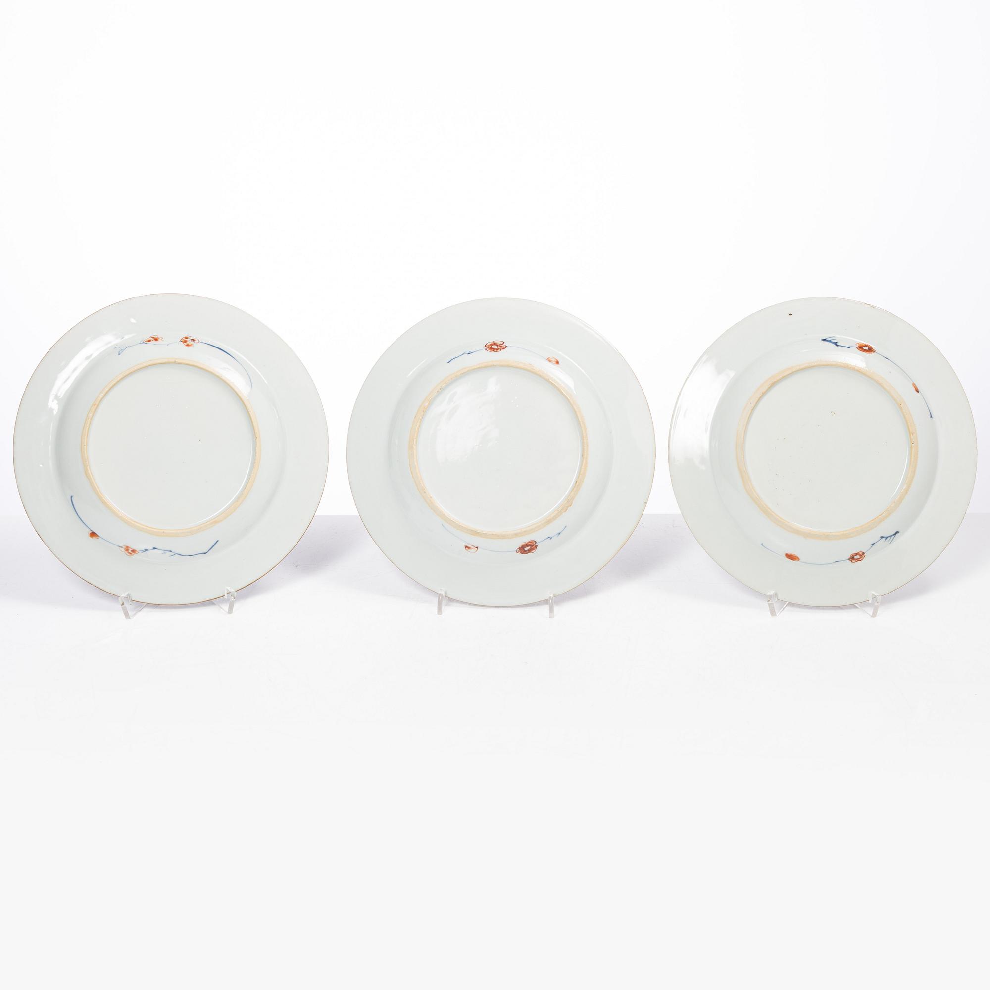 Tallrikar, 5 st, porslin, Kina, Qingdynastin, 1700-tal.