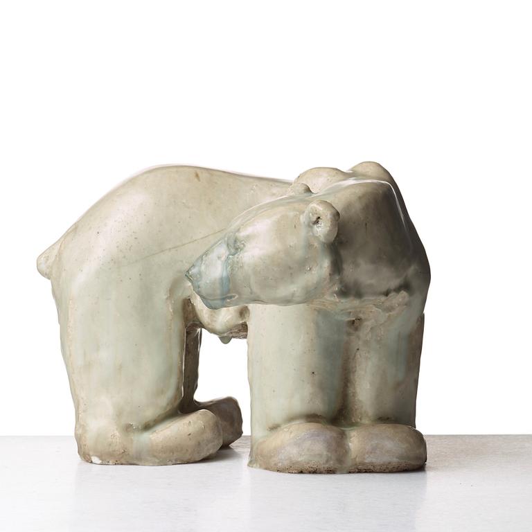 Michael Schilkin, a stoneware sculpture of a polar bear, Arabia, Finland 1945.