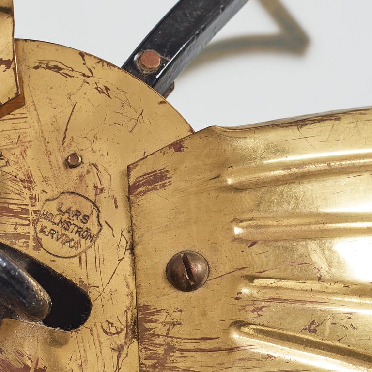 Lars Holmström, a Swedish Grace brass and steel framed ceiling light, Arvika 1920-30's.