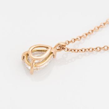 Pear shaped diamond necklace, ca 1,15 ct.