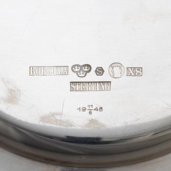 Atelier Borgila, a set of 18 sterling silver plates with monogram, Stockholm 1948.