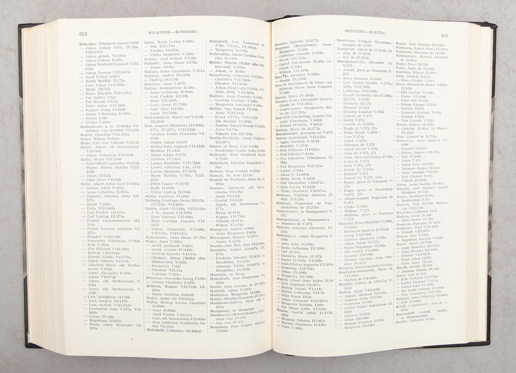 BOKBAND, 9 vol., Svenska Adelns Ättartavlor, 1930.