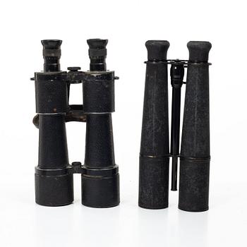 Kikare 2 st, Carl Zeiss Jena DE 10x50 samt en fransk 1800-talskikare.