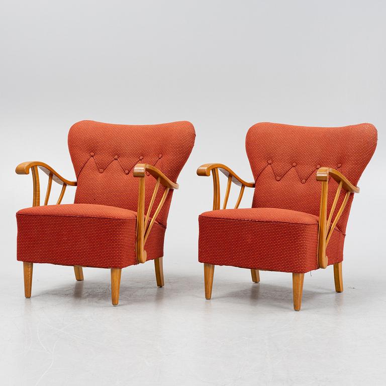 Fåtöljer, ett par, Swedish Modern, 1940-tal.