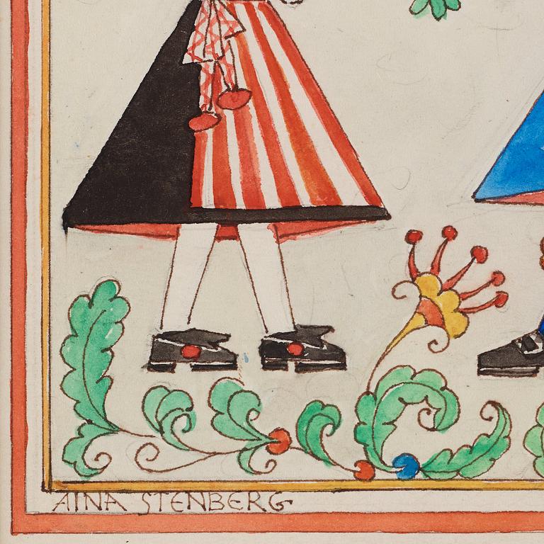 Aina Stenberg-Masolle, Swedish folk art scene from Dalarna.