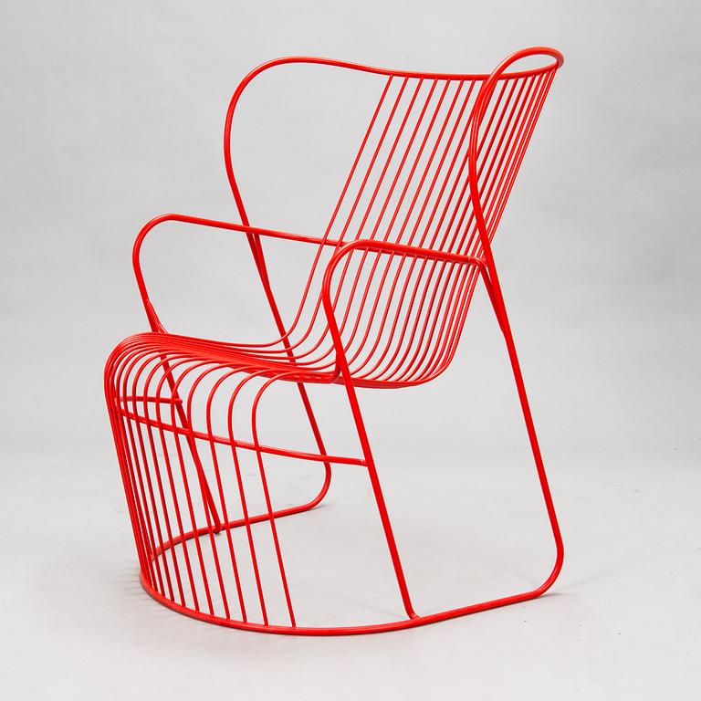 Björn Dahlström, a 'Kaskad' lounge chair for Nola Design Furniture, Sweden, with three 'Vågsvall' cushions, Marimekko.