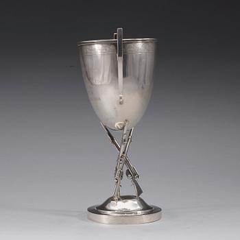 A silver cup with makers mark of Sing Fat, Canton, early 20th century.