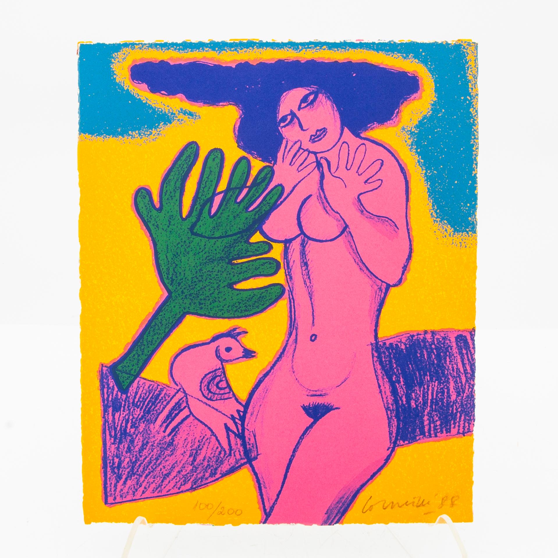 Beverloo Corneille,  bok med fyra litografier signerade daterade och numrerade 88 100/200.