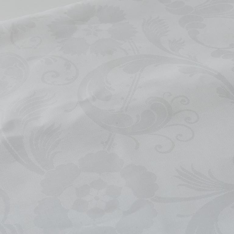 Four linen damask tablecloths.