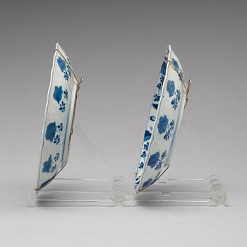 Two blue and white dishes, Qing dynasty, Kangxi mark and period (1662-1722).