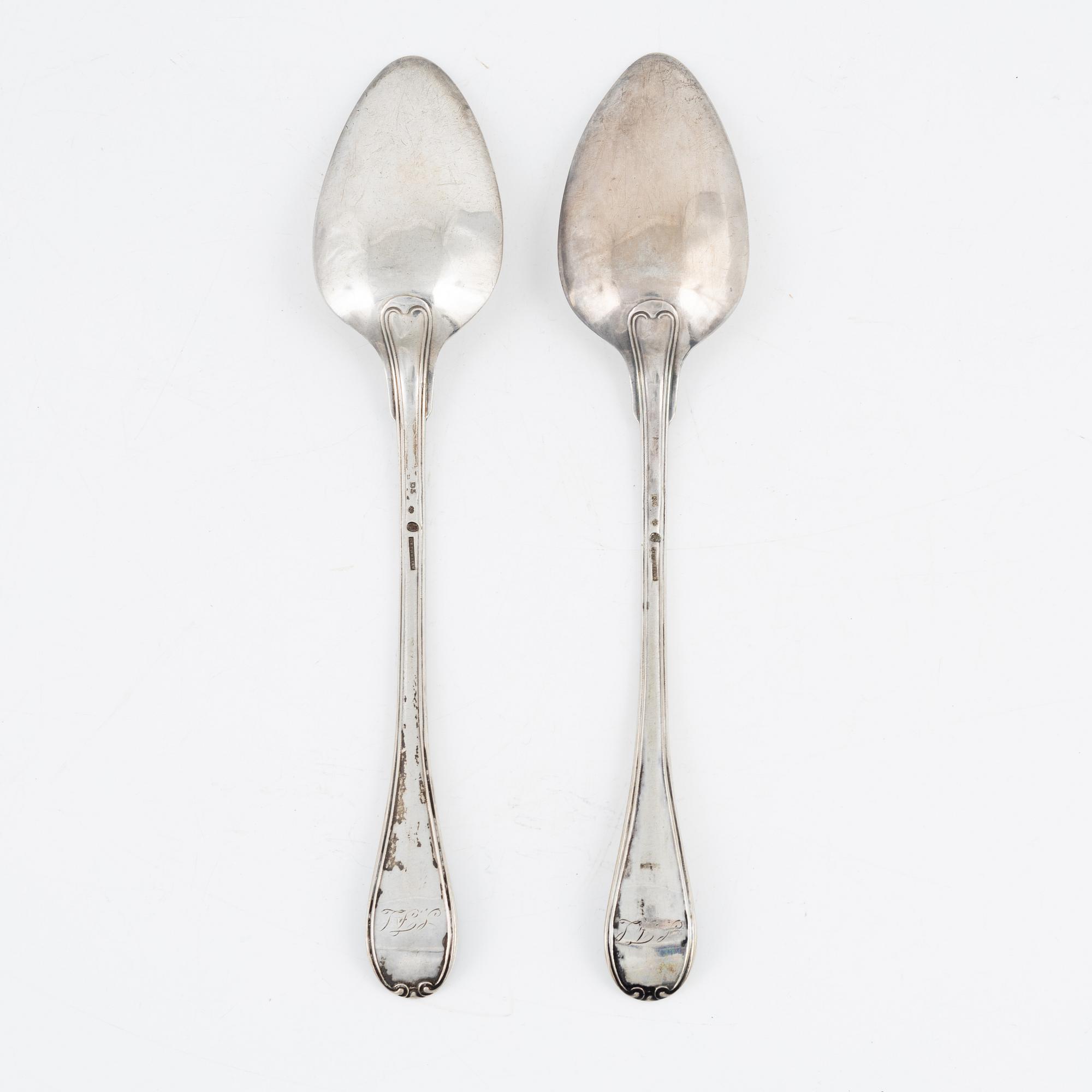 Adolf Zethelius, raguskedar, ett par, silver, "Gammal Fransk", Stockholm, 1810.