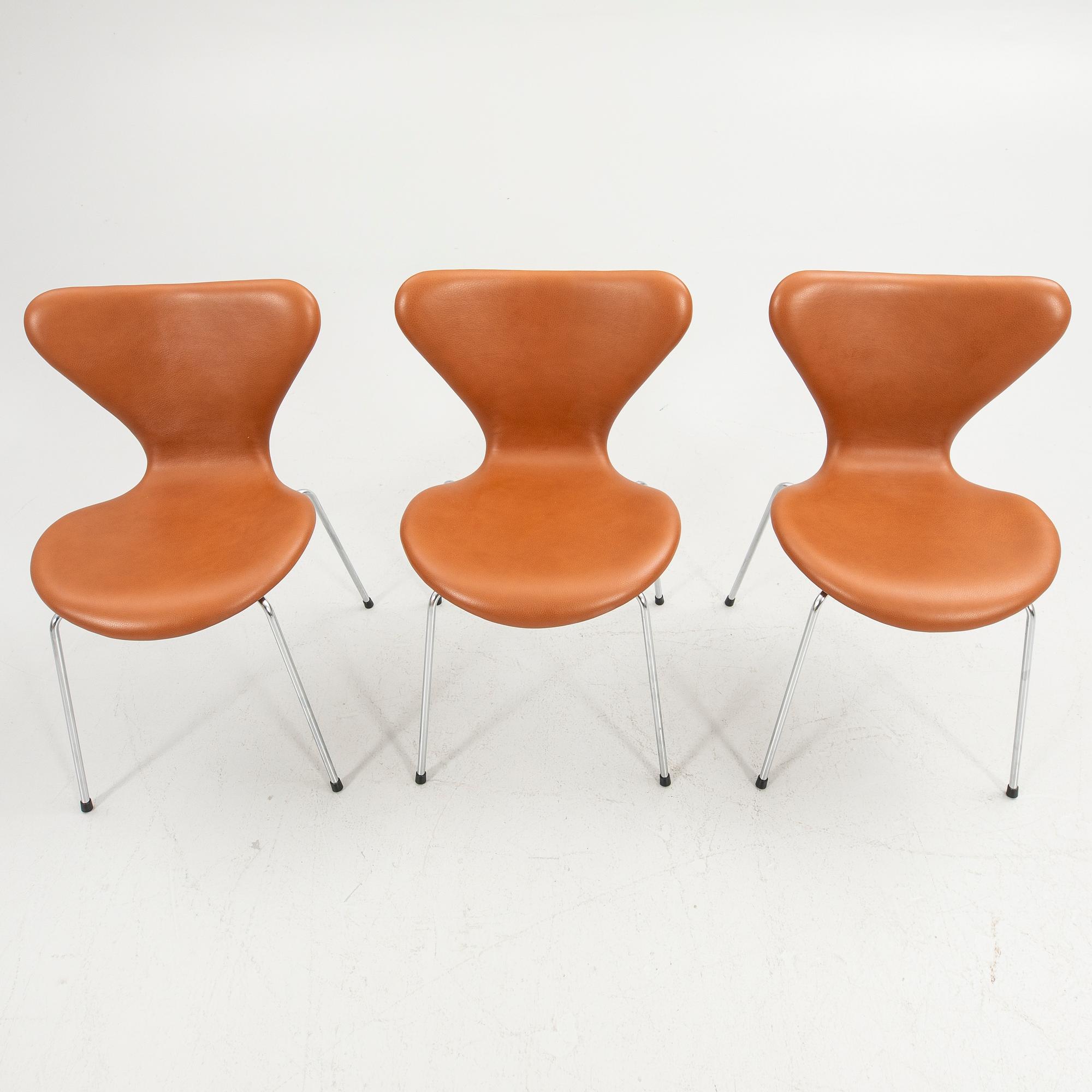 Arne Jacobsen, stolar, 6 st, "Sjuan", Fritz Hansen, Danmark.