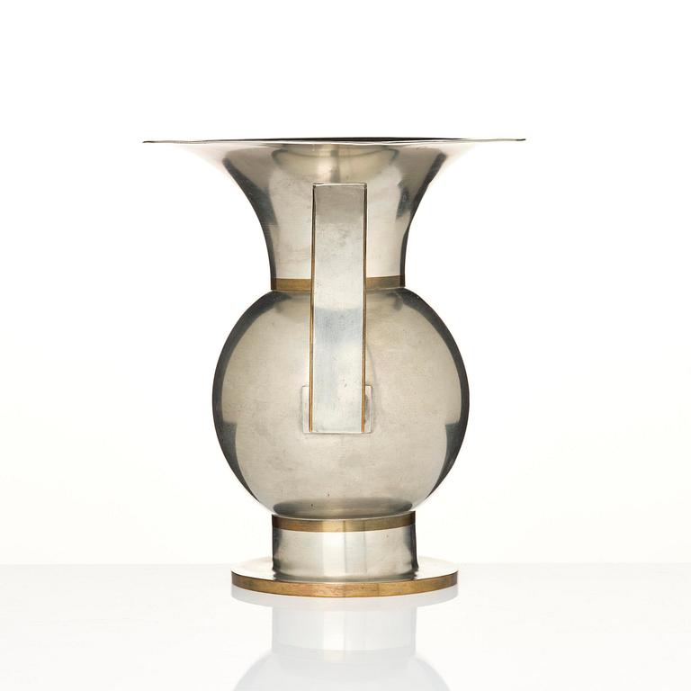 Nils Fougstedt, a rare pewter and brass vase model A 903, Firma Svenskt Tenn, Stockholm, 1929.