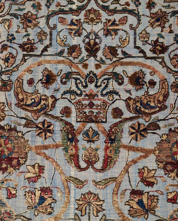 SEMI-ANTIQUE SILK KASHAN SOUF (in relief). 197,5 x 132 cm.