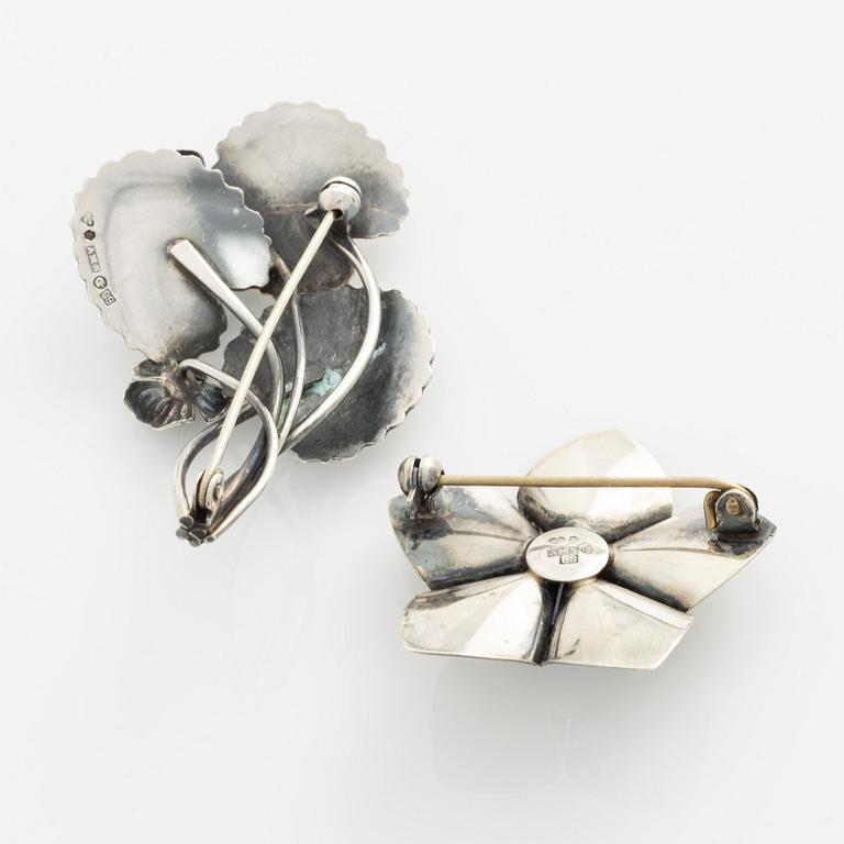 Arvo Saarela, two silver brooches.