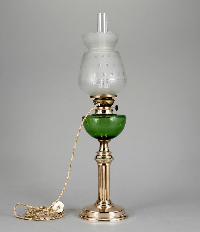 BORDSLAMPA / FOTOGENLAMPA, metall, glas, Jönköping, "EOS", 1900-talets första hälft.