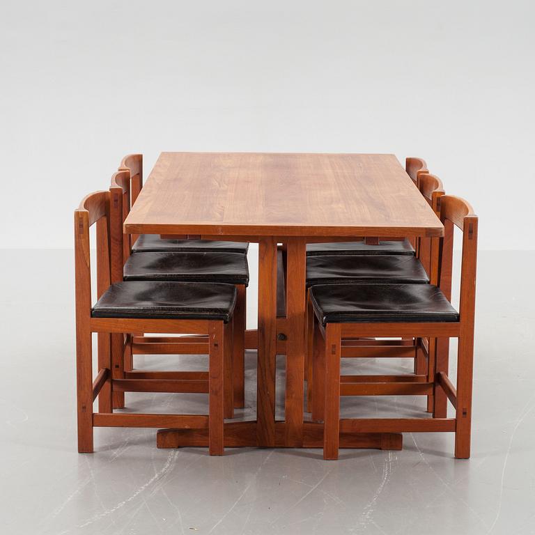 MATBORD samt 6 STOLAR, teak, troligen Skaraborgs Möbelindustri, Tibro. 1950/60-tal.