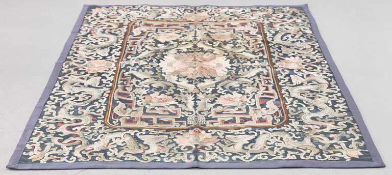A Chinese silk embroidery, late Qing dynasty.