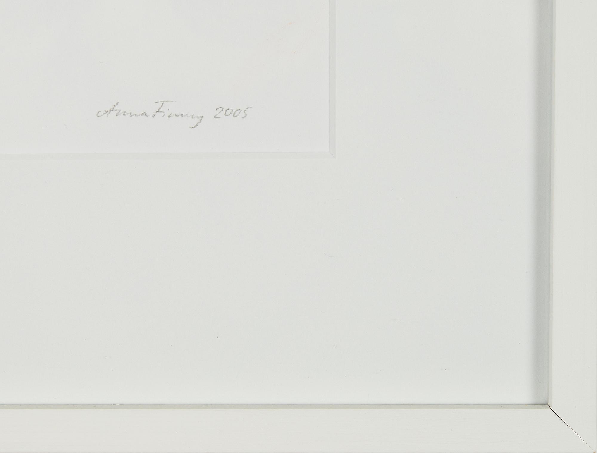 Anna Finney, two drawings, pencil, signed and dated 2005.