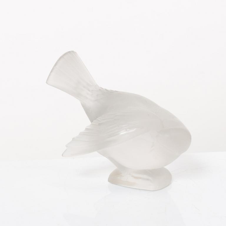 9 glass figurines, Lalique, France.