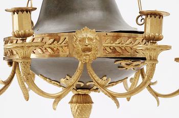 A Swedish Empire 19th century six-light hanging lamp.