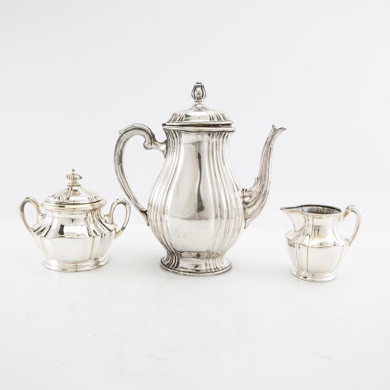 Coffee service 3 dl Rokoko style, silver plate, 1930s.