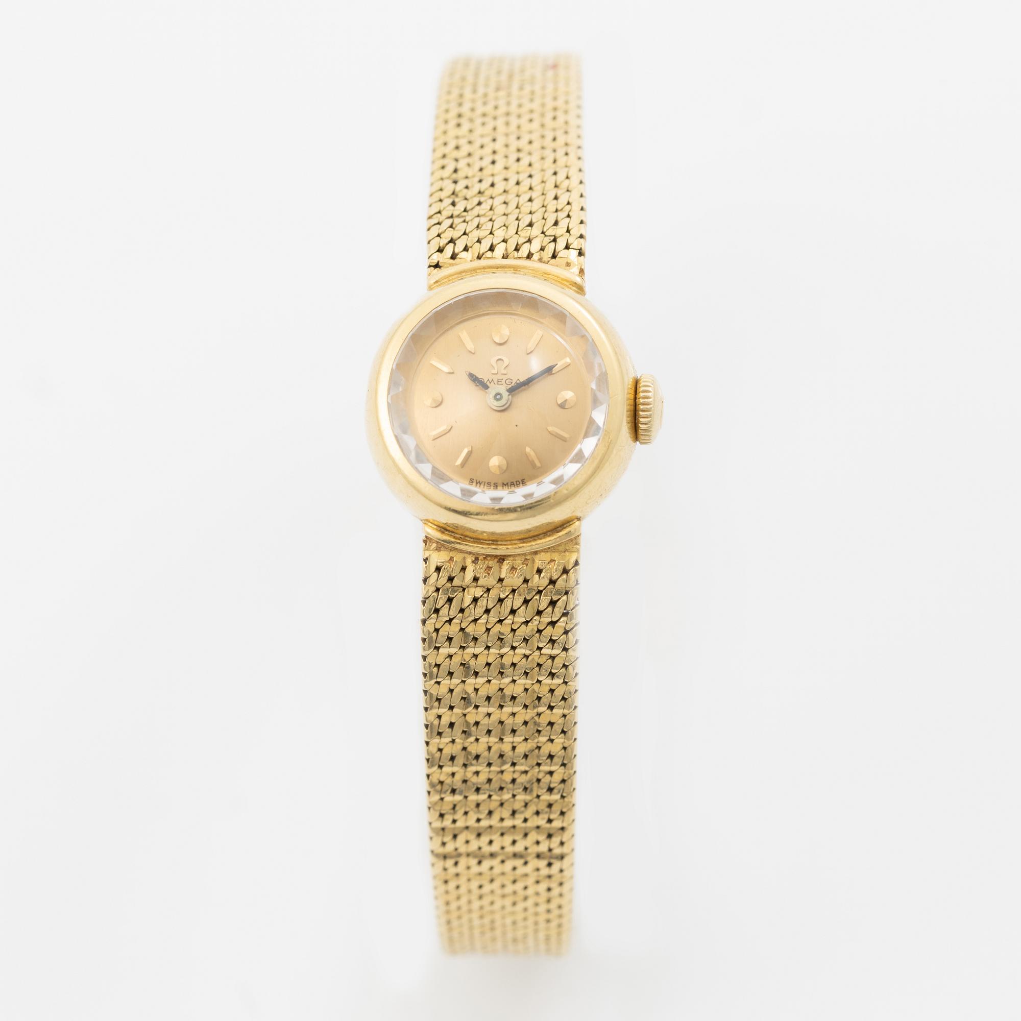 Omega, wristwatch, 18K gold, 17 mm.