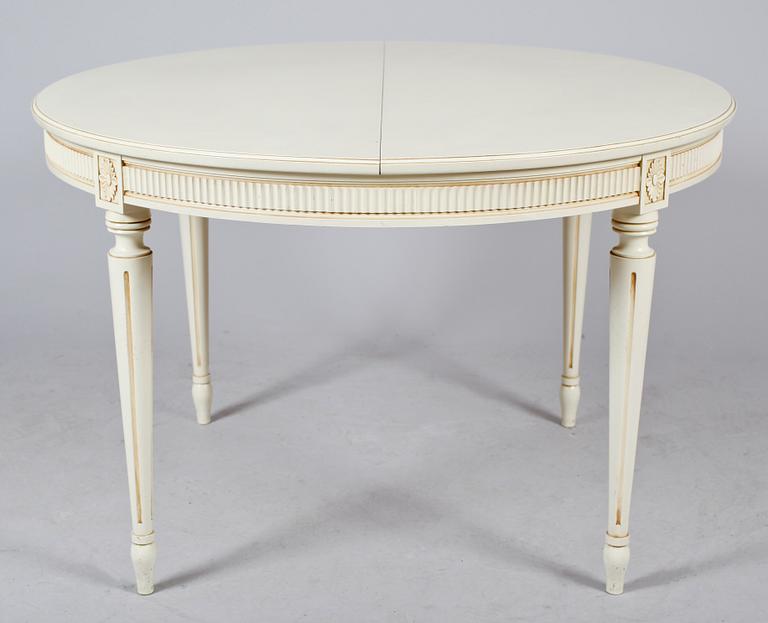 MATSALSMÖBEL, 9 del, gustaviansk stil, 1900-talets andra hälft, enligt uppgift tillverkad av Chamberts Möbelverkstad.