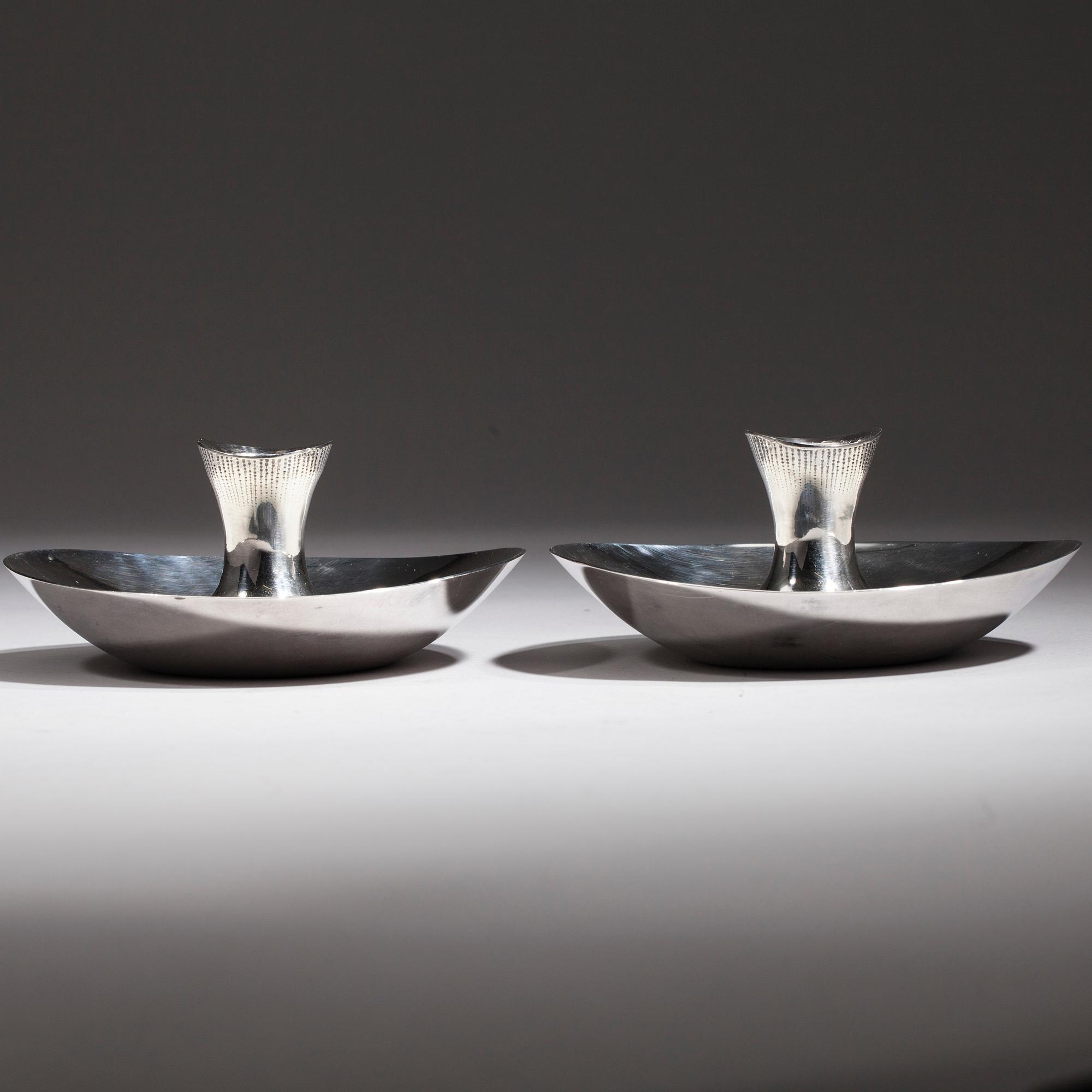 LJUSSTAKAR, ett par, silver, Tapio Wirkkala, Helsingfors 1966.