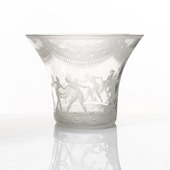 Simon Gate, a bowl, "Slöjdansen", Orrefors, Sweden, early 20th century.