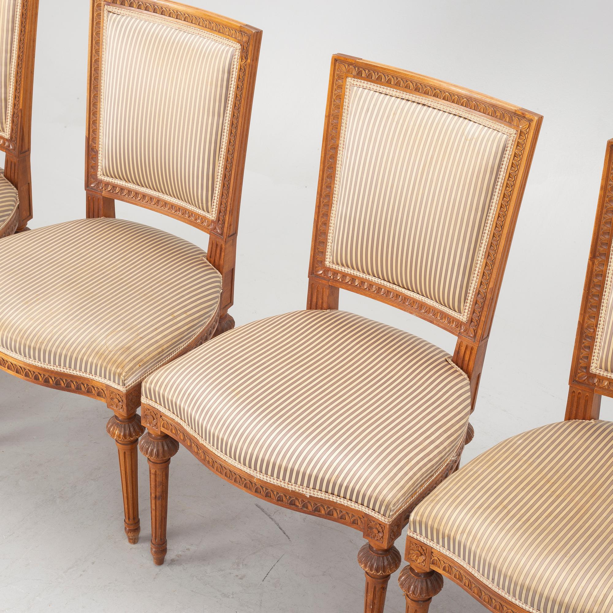Four Gustavian style chairs, second part of the 20th century.