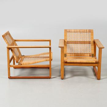 A pair of armchairs by Börge Mogensen for Frederica Furniture in Denmark, model launched in 1956.