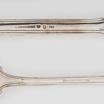 Bestickservis, silver, 112 delar, "Olga", mestadels GAB, Stockholm, 1956-1993.