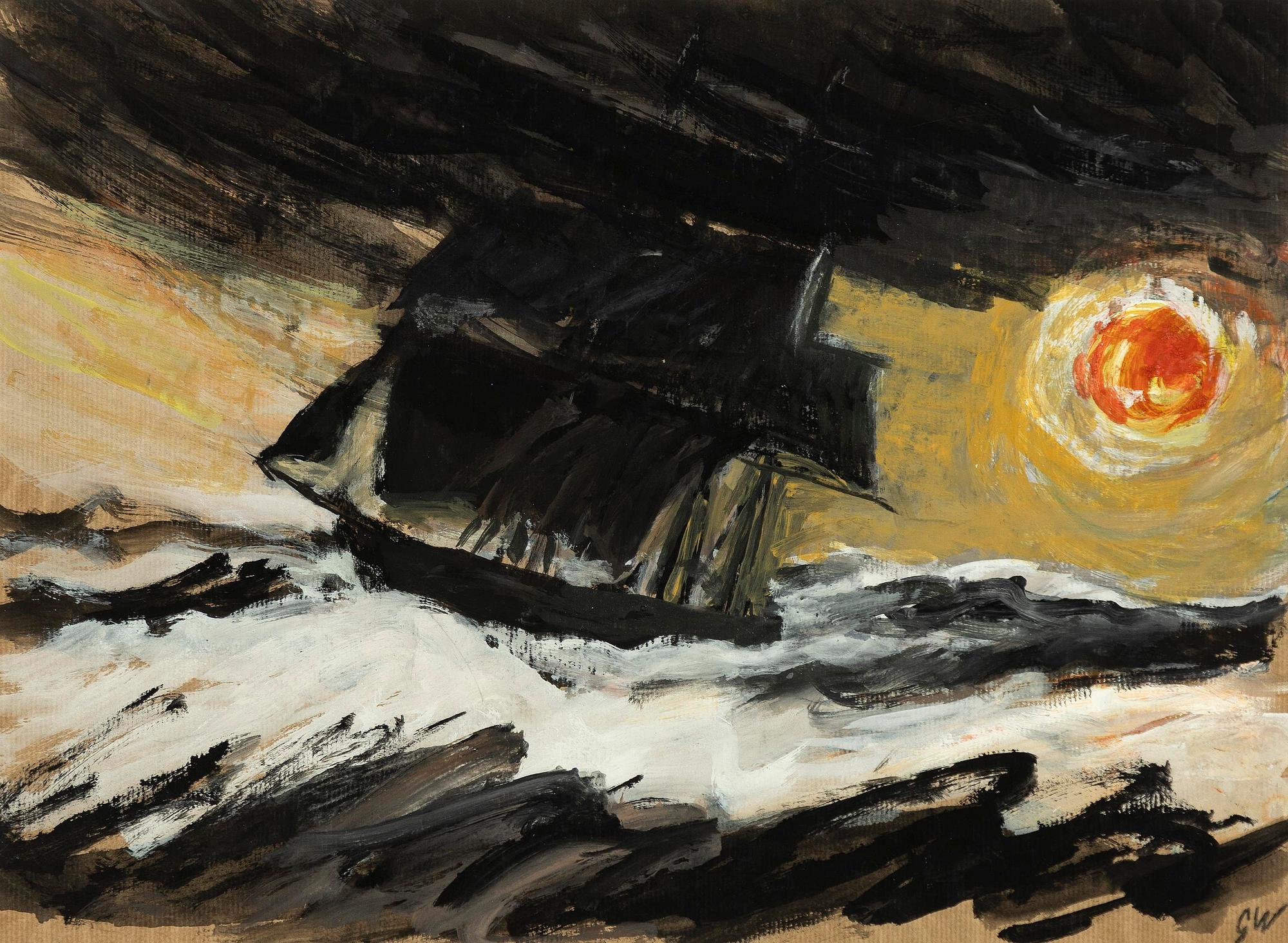 Gösta Werner, Ship at sunset.