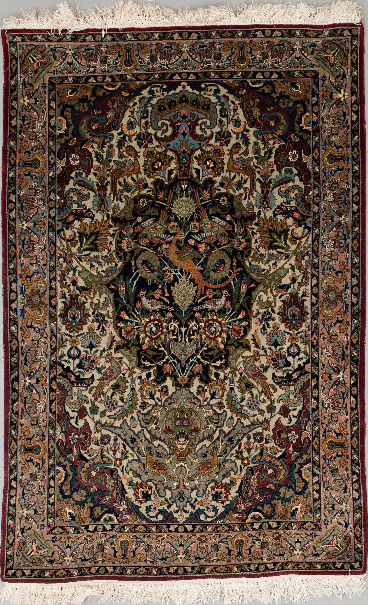 A CARPET, Ghom, old/semiantique, 100x154 cm.