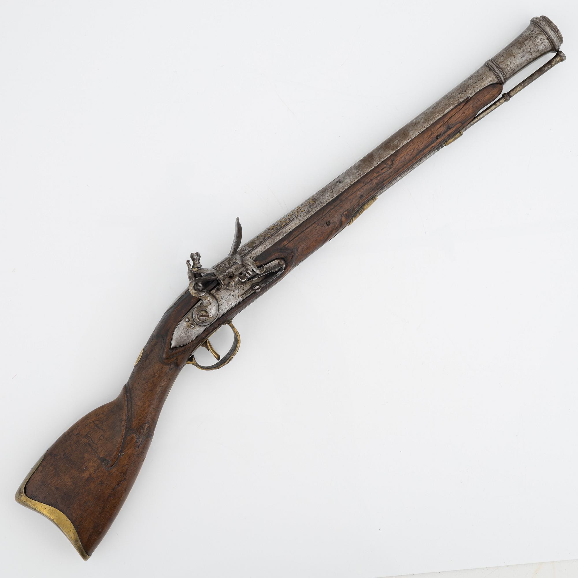 Pistoltrombon med flintlås, 1800-tal.
