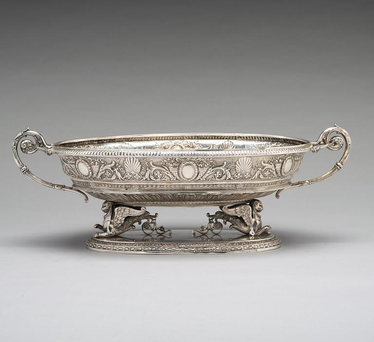 Jardiniere, silver, fantasistämplar, Hanau 1800-talets slut / 1900-talets början, sannolikt. Empire-stil.