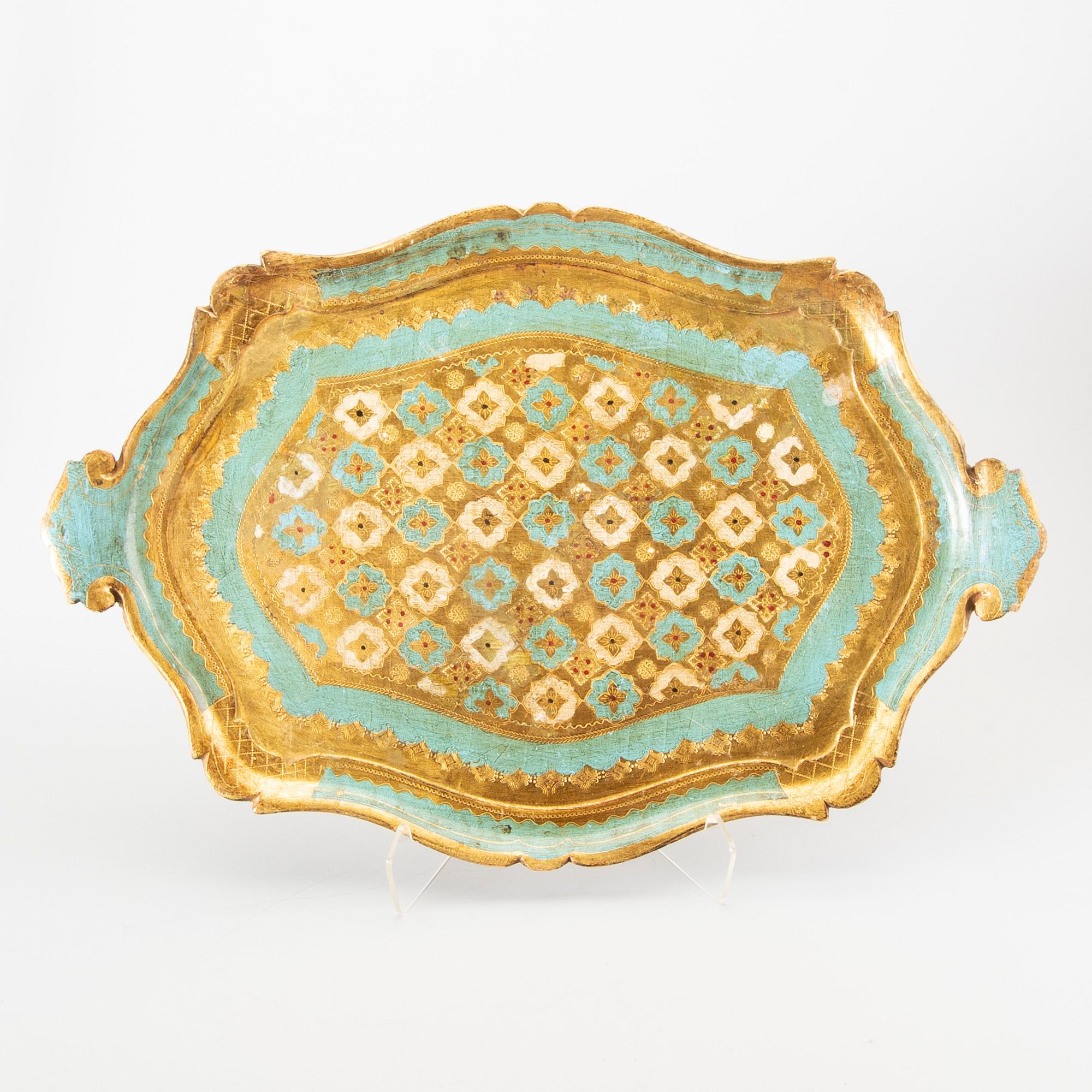 Trays, 5 pcs, Paoletti, Florence Italy mid-20th century.