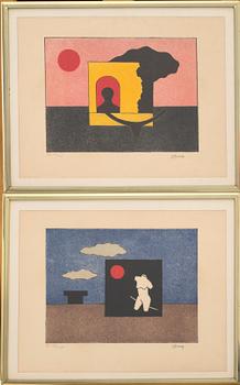 BENGT ORUP, litografier, 2 st, signerade och numrerade 192/225 och 193/225.