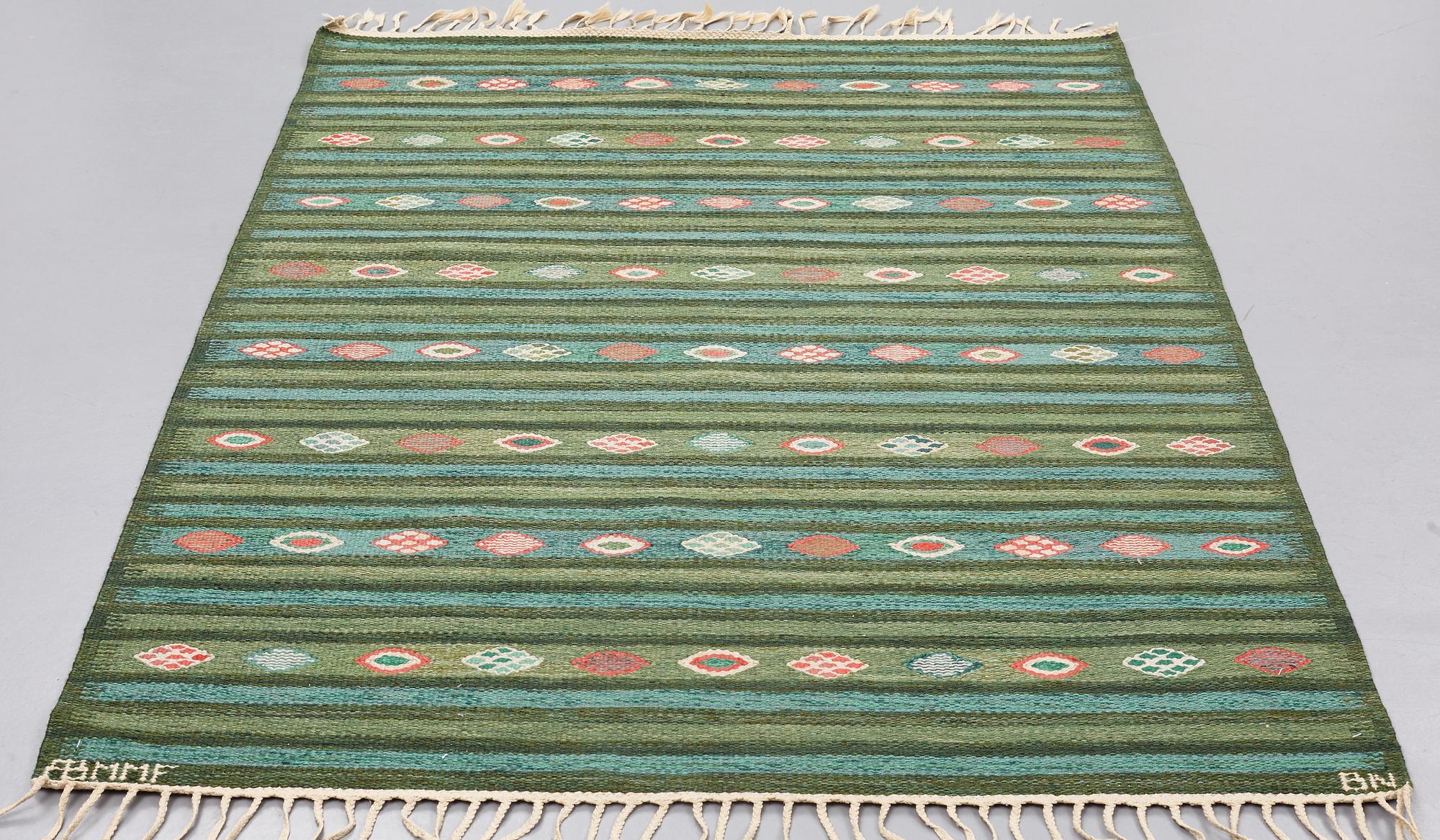 Barbro Nilsson, A CARPET, "Krusbär", tapestry weave, ca 205 x 132,5 cm, signed AB MMF BN.