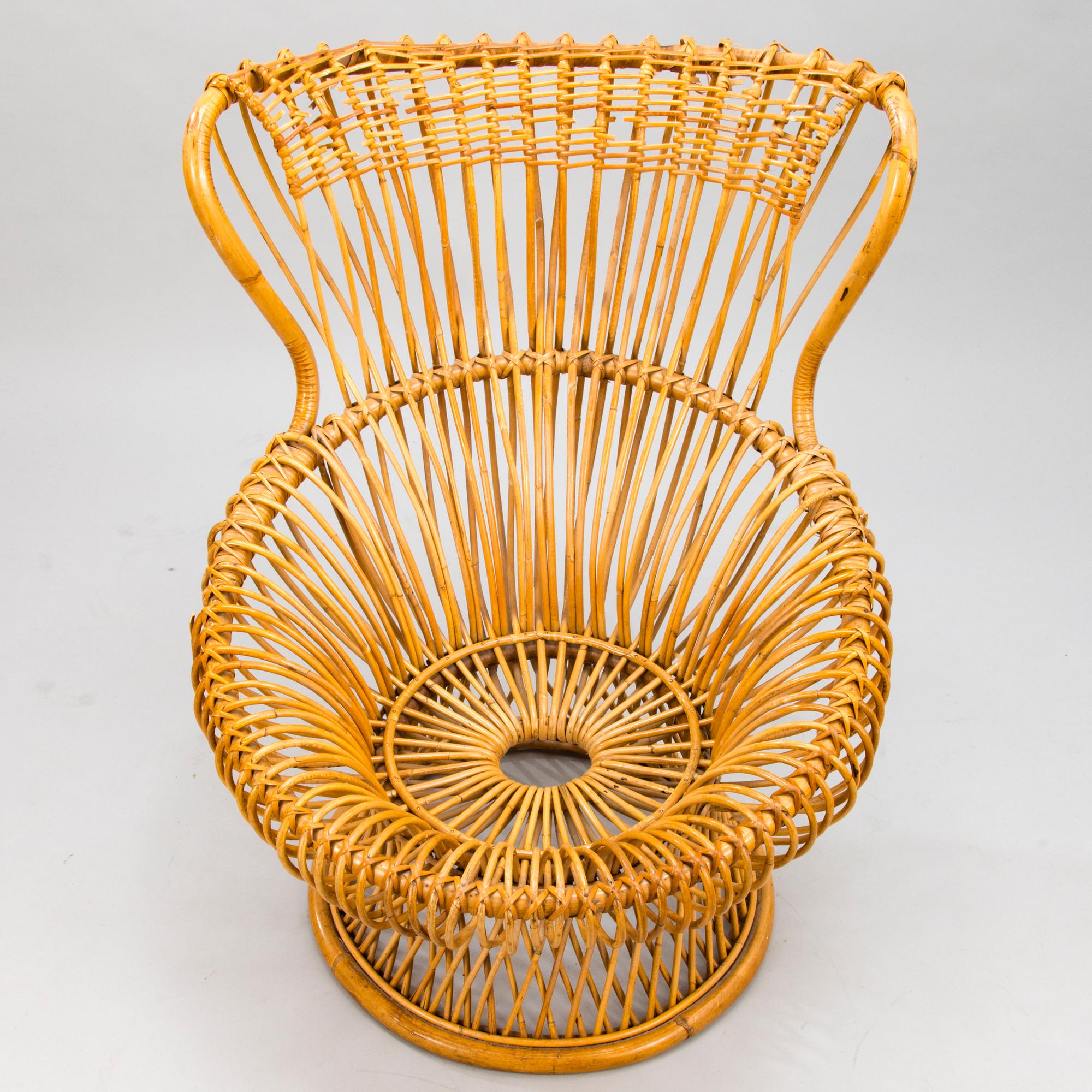 FRANCO ALBINI & GINO COLOMBINI. "Margherita" stol, 1951, rotting, H 90 cm x B 75 cm, D 83 cm, Tillverkare Bonacino.