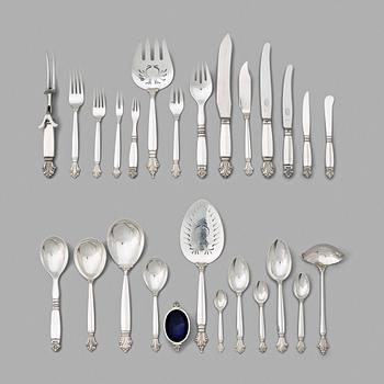 133. Johan Rohde, a set of 185 pieces of "Acanthus" flatware, Georg Jensen, Copenhagen 1927-44.