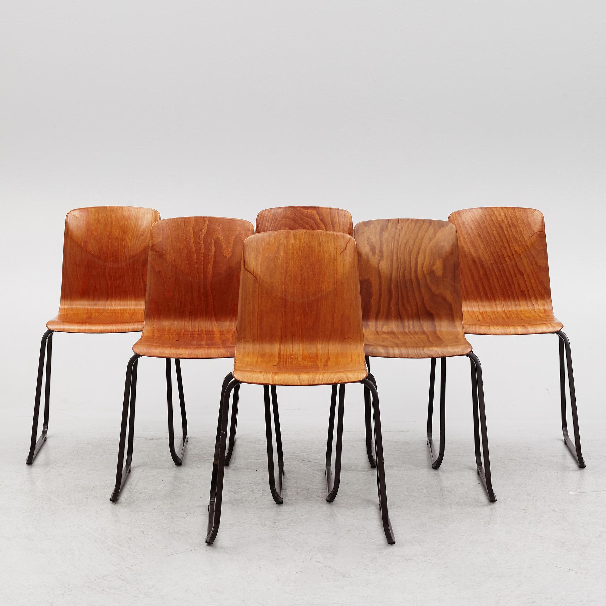 Six chairs, 'Thur-Op-Seat',  Pagholz, West Germany, 1960s/70s.