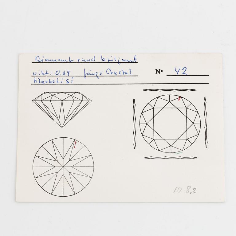 Briljantslipad diamant 0,69 ct.