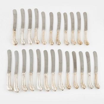 A set of English Silver Pistol Grip Knives, probably 18-19th century.
